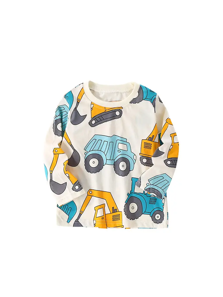 Malwee Boys Cotton T-Shirt Blue Tractor Print
