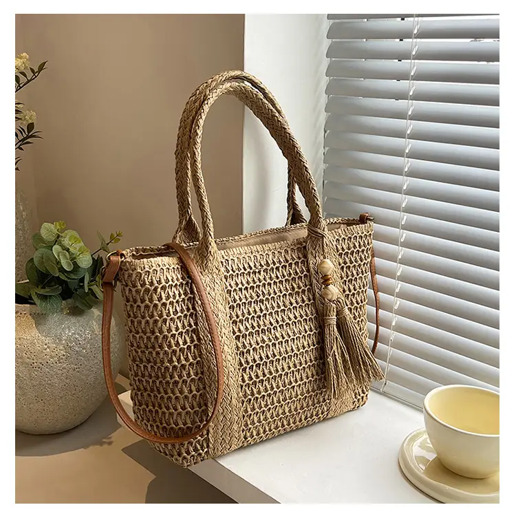 Women Straw Tote Bag Large Capacity Summer Beach Commuting — feature 12