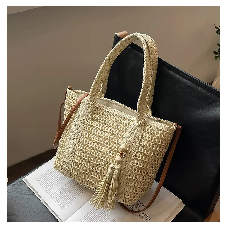 Women Straw Tote Bag Large Capacity Summer Beach Commuting — feature 14