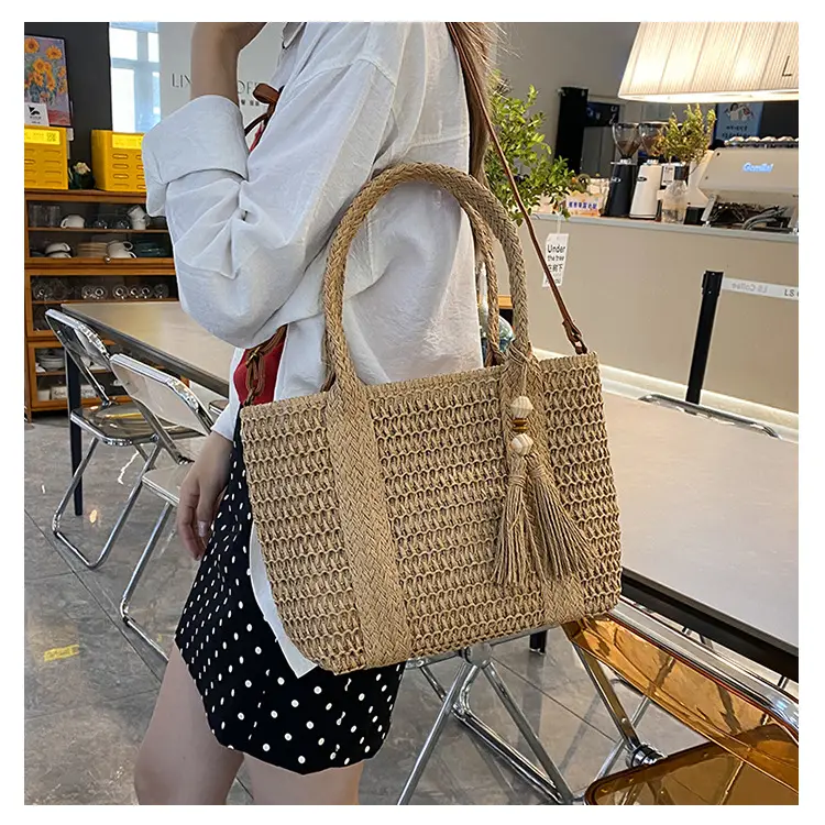 Women Straw Tote Bag Large Capacity Summer Beach Commuting — feature 8