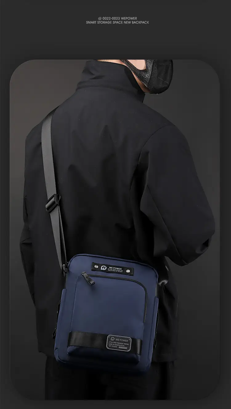 Men's Blue Crossbody Bag with 360° Rotation — feature 15