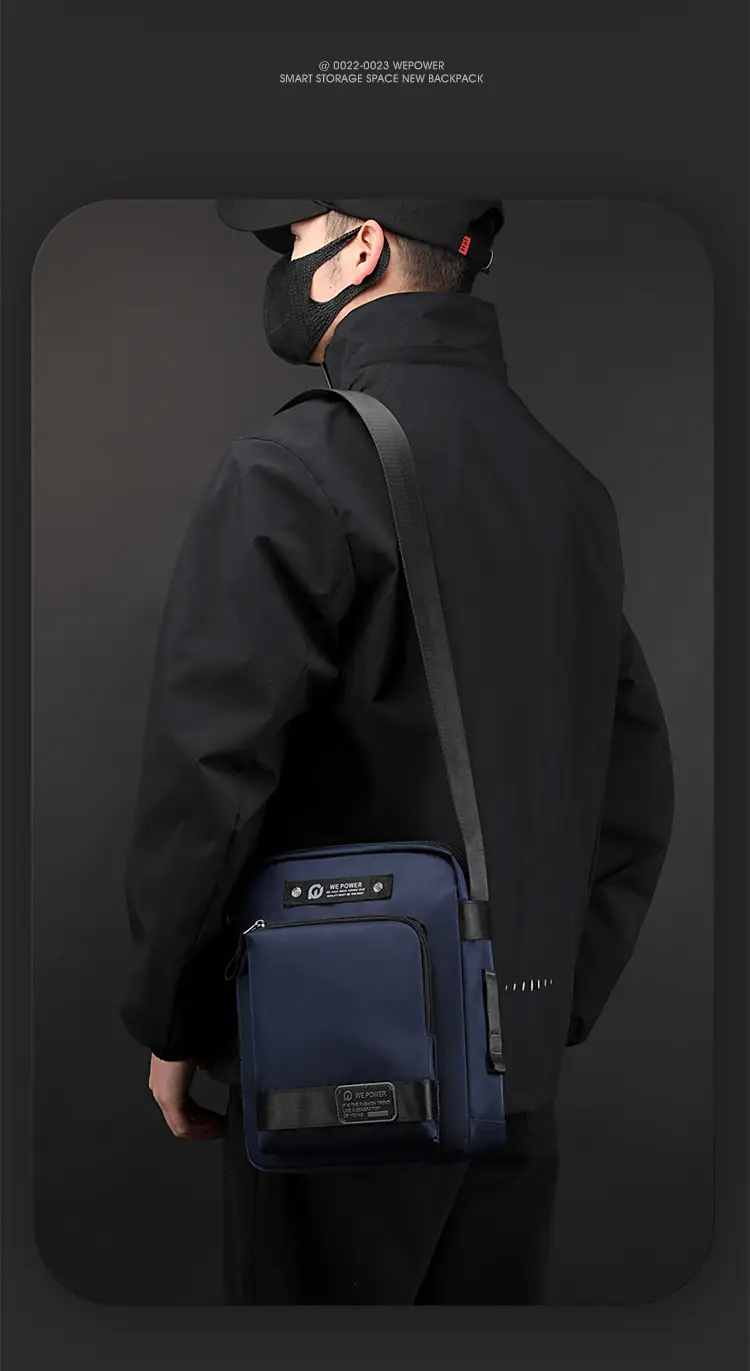 Men's Blue Crossbody Bag with 360° Rotation — feature 16