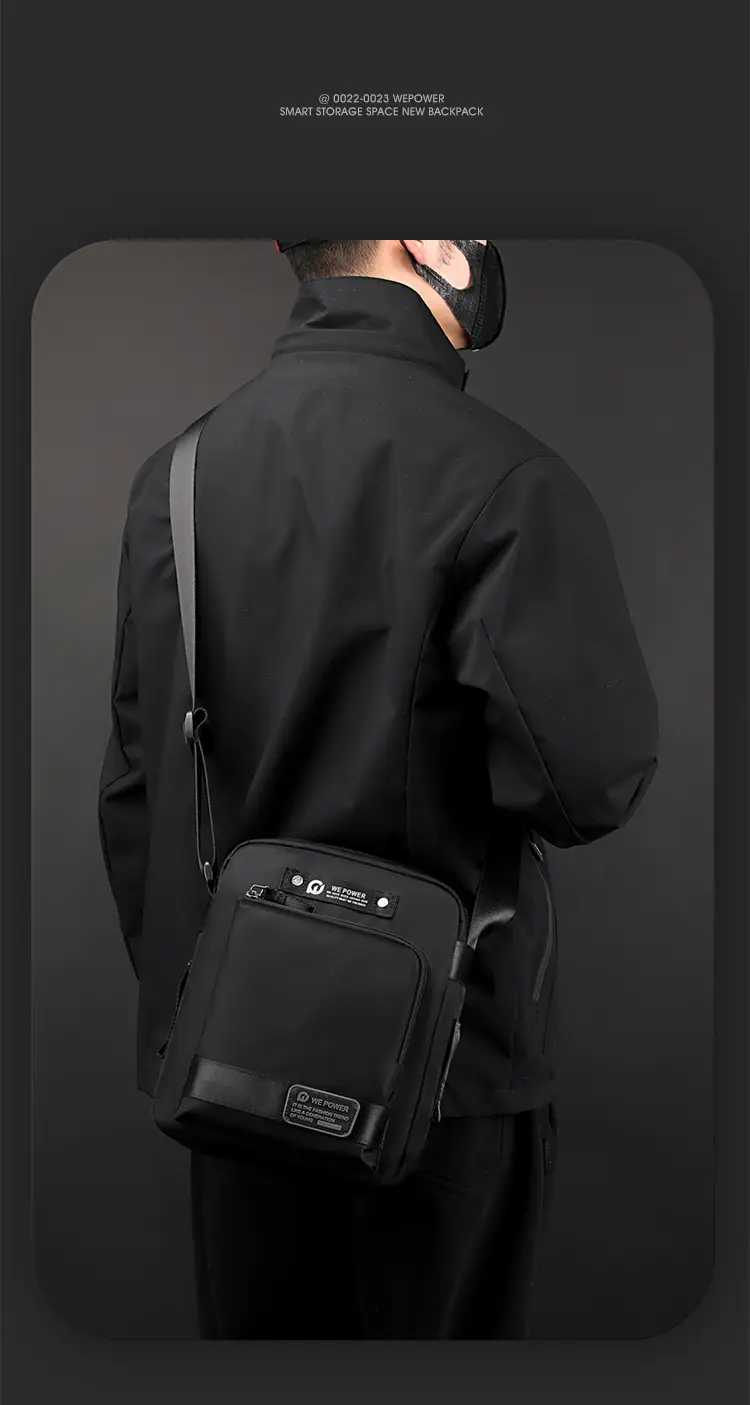 Men's Blue Crossbody Bag with 360° Rotation — feature 18