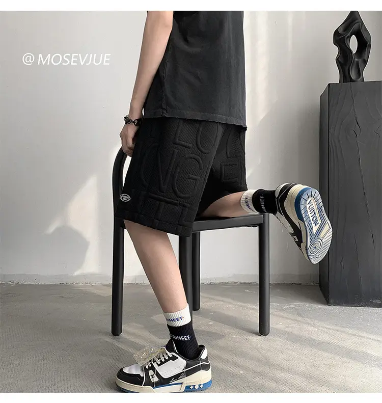 Men's Waffkle Foam Printed Shorts Black 2024 — feature 14