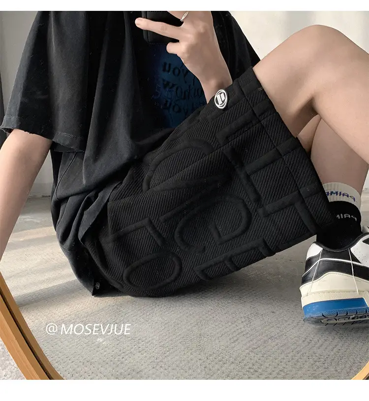 Men's Waffkle Foam Printed Shorts Black 2024 — feature 15