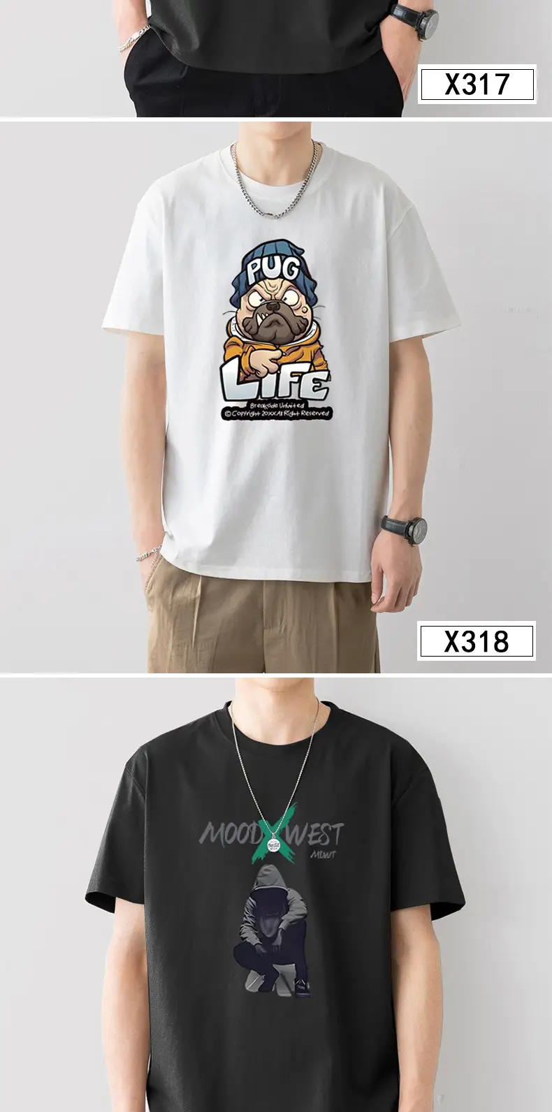 Men Printed Cotton T-Shirt White Loose Fit Summer — feature 6