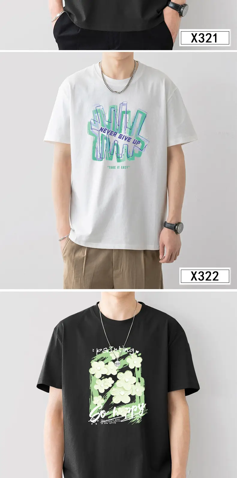 Men Printed Cotton T-Shirt White Loose Fit Summer — feature 8