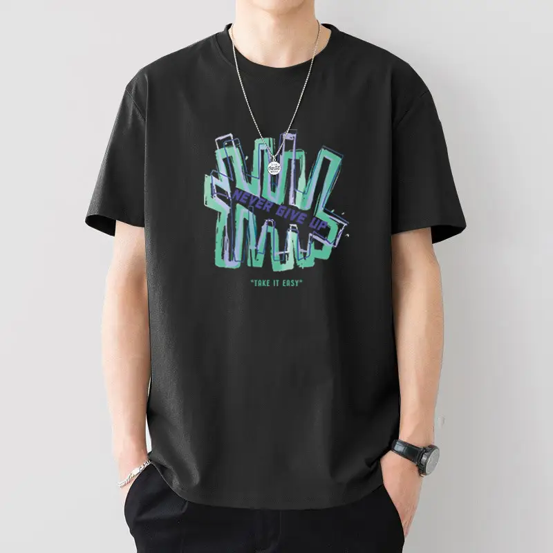 Men Printed Cotton T-Shirt White Loose Fit Summer - Image 17