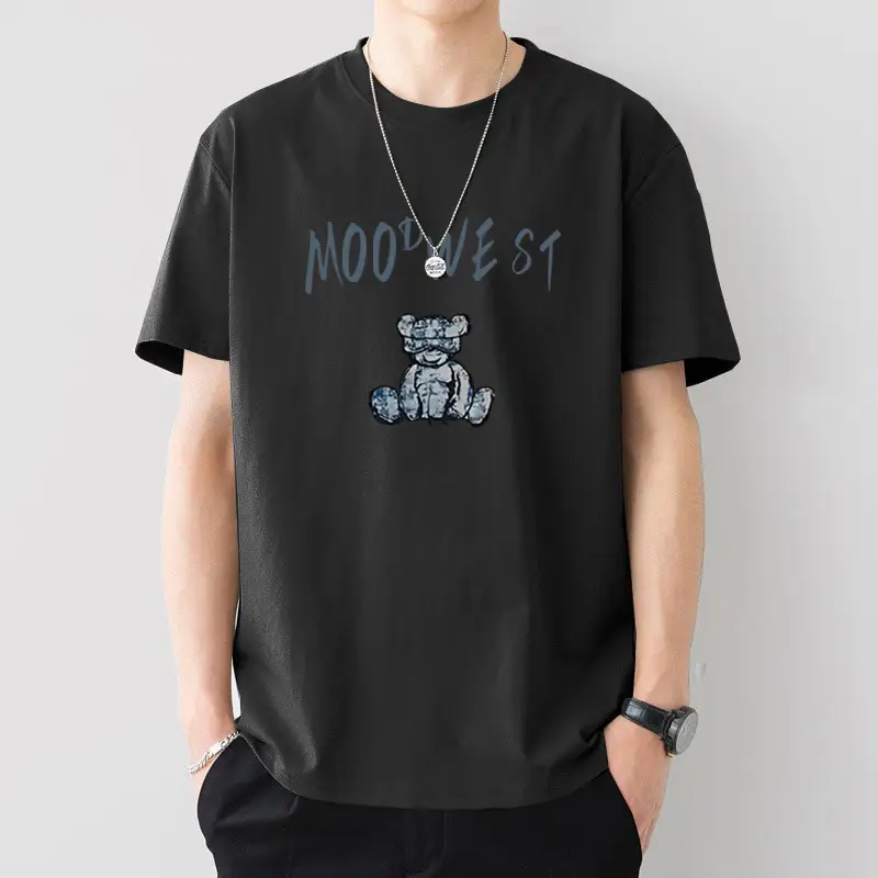 Men Printed Cotton T-Shirt White Loose Fit Summer - Image 7