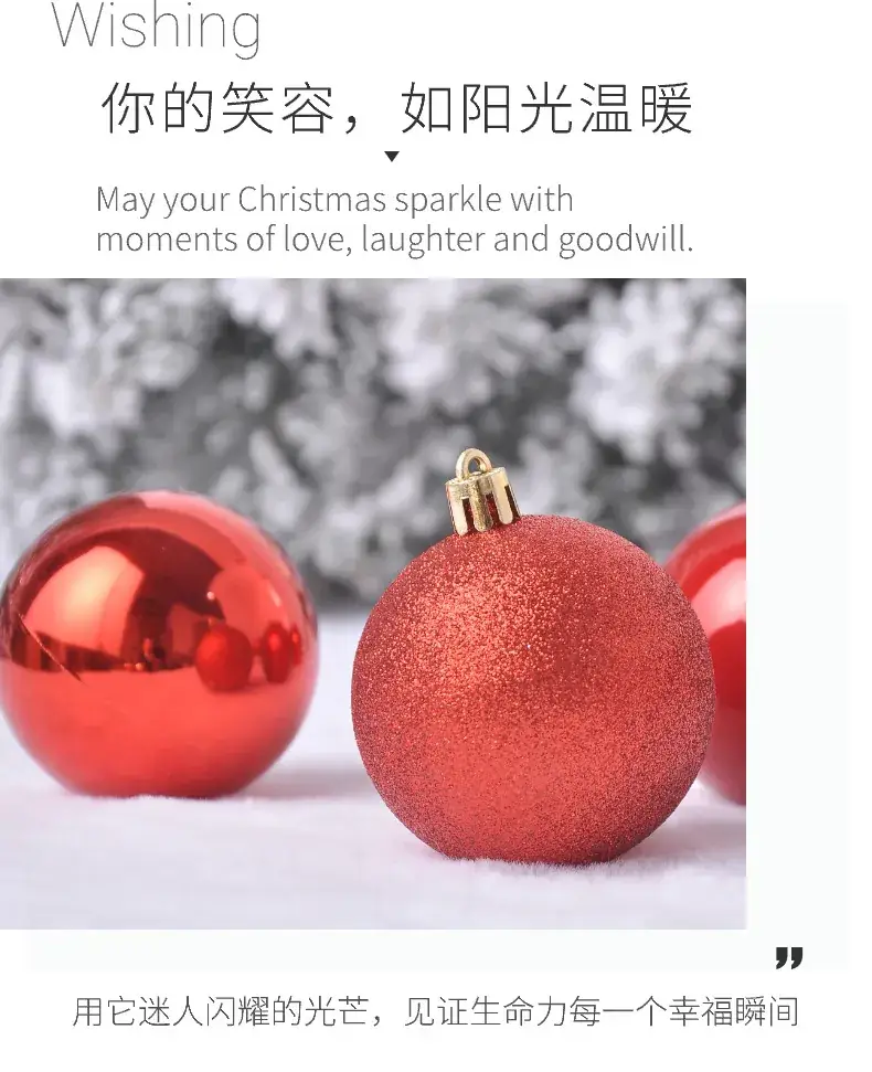 Red Glitter Christmas Balls 24 Pack Hanging Decor — feature 5