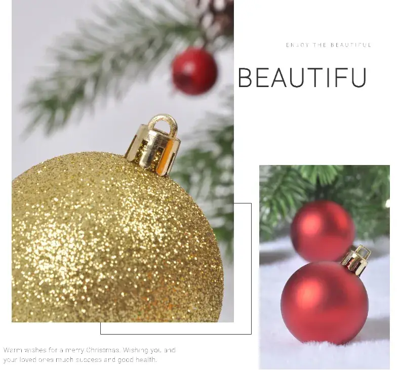 Red Glitter Christmas Balls 24 Pack Hanging Decor — feature 6
