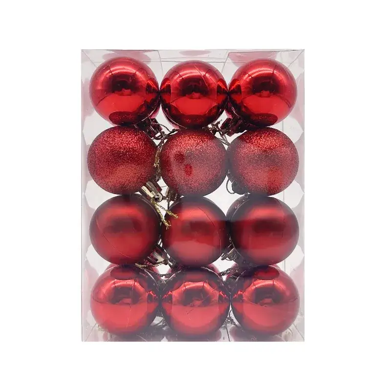 Red Glitter Christmas Balls 24 Pack Hanging Decor - Image 2