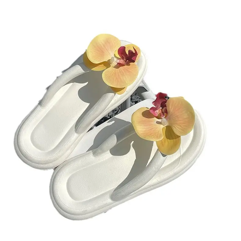 Women's White Floral Sandals Thick Non-Slip