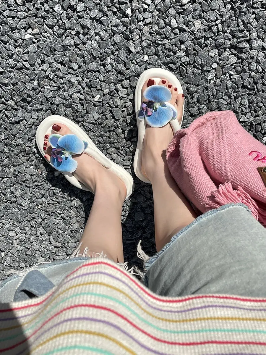 Women's White Floral Sandals Thick Non-Slip — feature 4