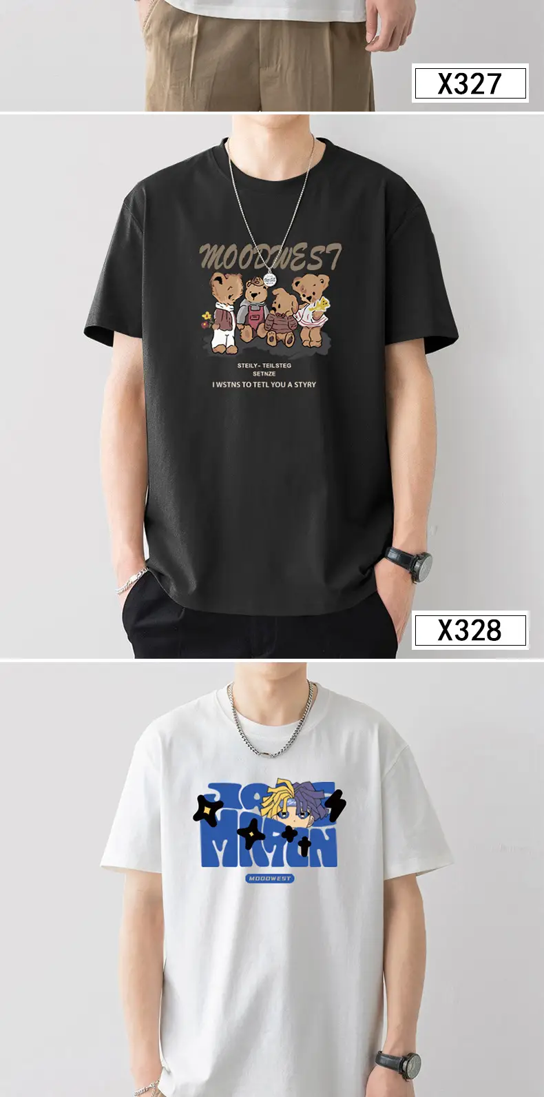 Men Printed T-Shirt White Loose Summer Casual — feature 5