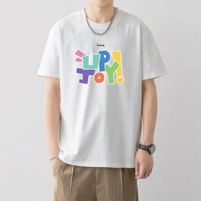 Men Printed T-Shirt White Loose Summer Casual - Image 12