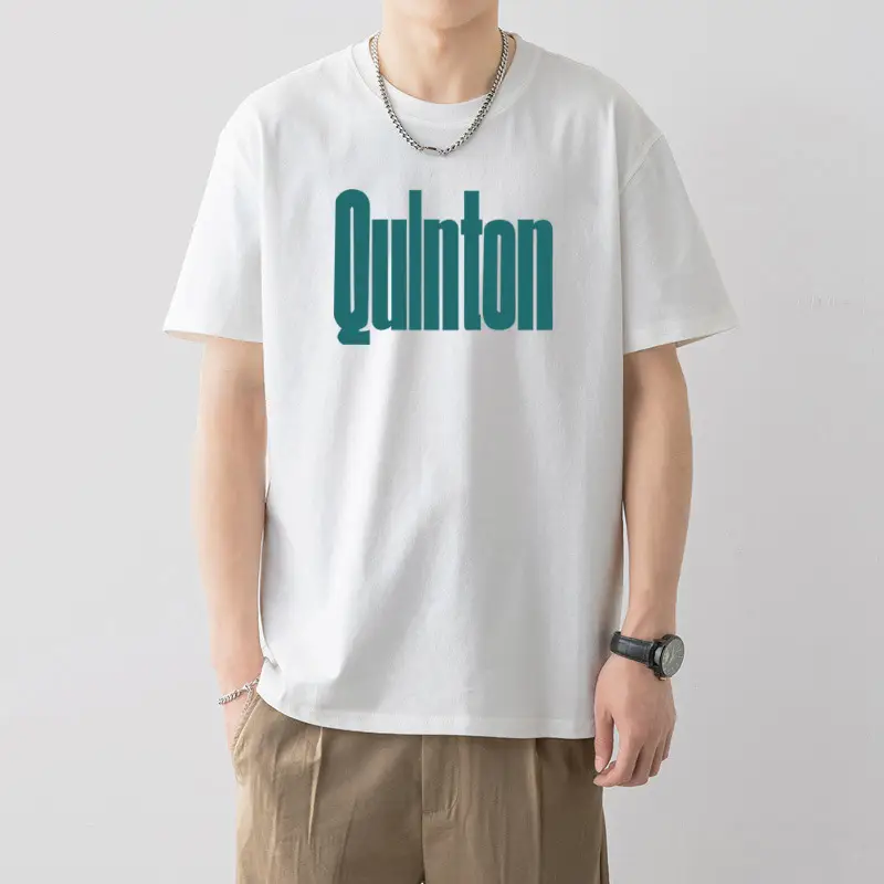 Men Printed T-Shirt White Loose Summer Casual - Image 2