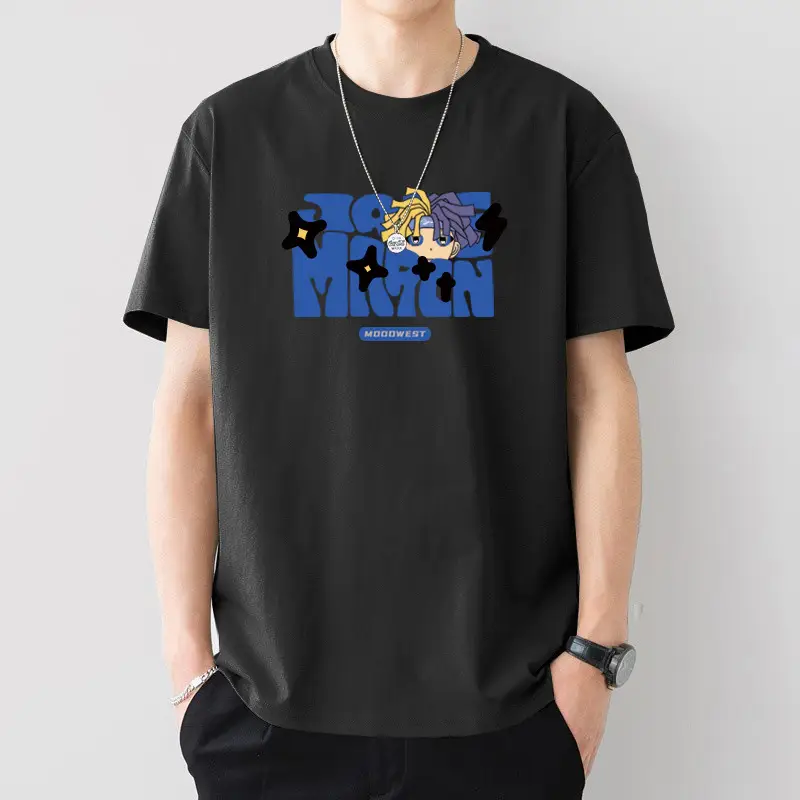 Men Printed T-Shirt White Loose Summer Casual - Image 7