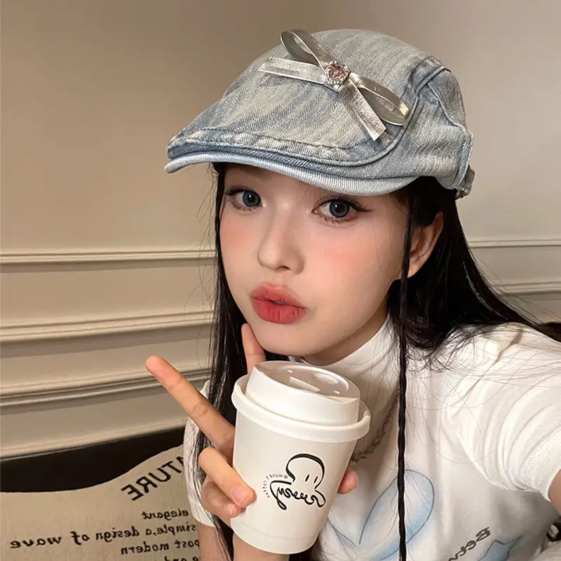 Women's Y2K Denim Bowknot Cap Summer 2026 - Image 6