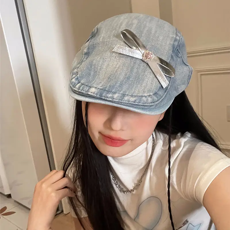 Women's Y2K Denim Bowknot Cap Summer 2026 - Image 7