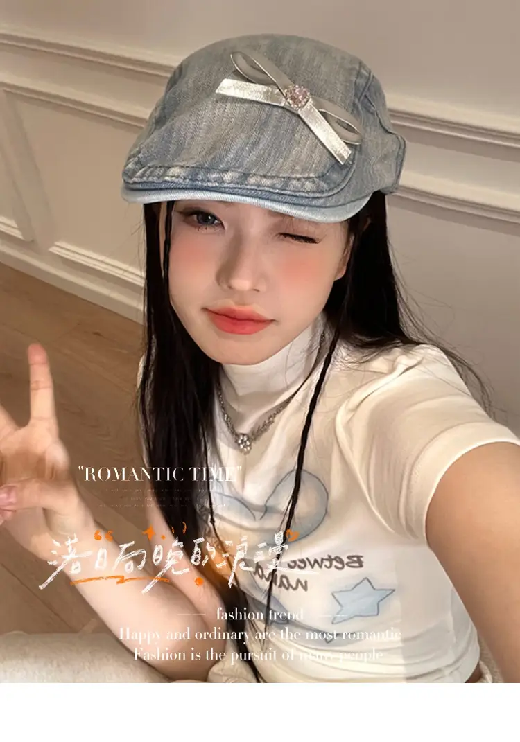 Women's Y2K Denim Bowknot Cap Summer 2026 — feature 1