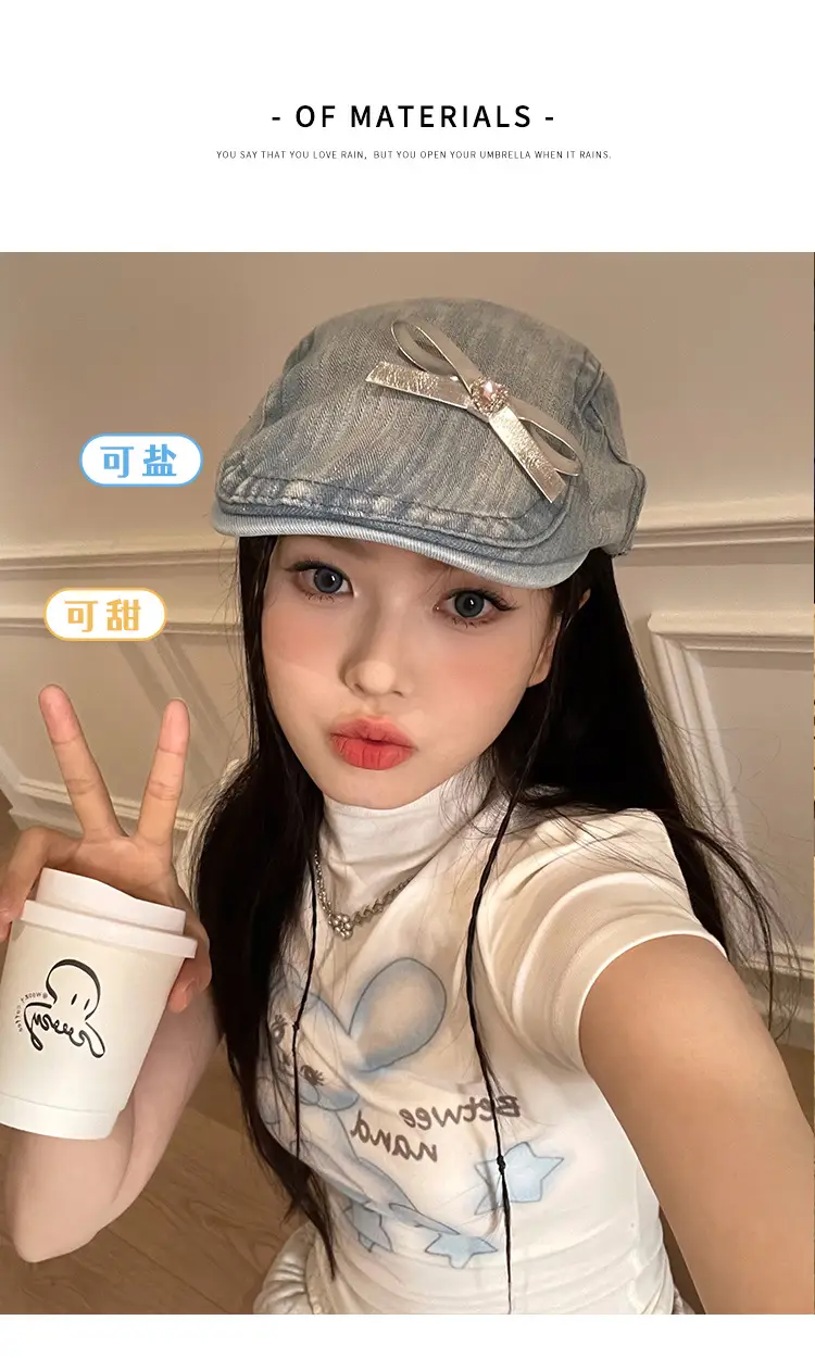 Women's Y2K Denim Bowknot Cap Summer 2026 — feature 4