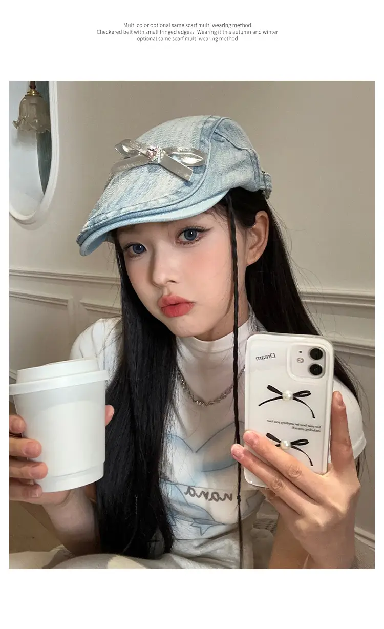 Women's Y2K Denim Bowknot Cap Summer 2026 — feature 6