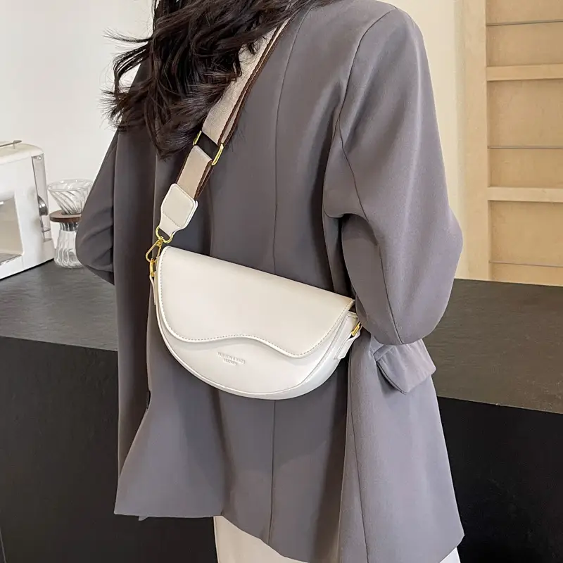 White Textured Crossbody Bag for Women - Image 6