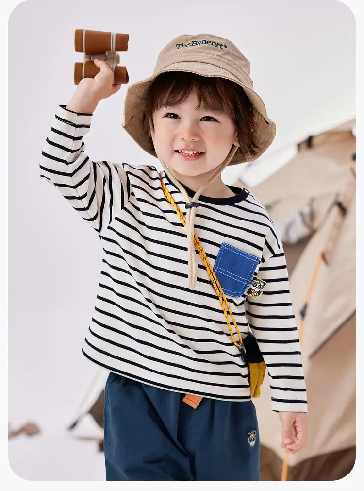 Dudu Home Boys Striped Cotton T-Shirt Spring Outfit — feature 27