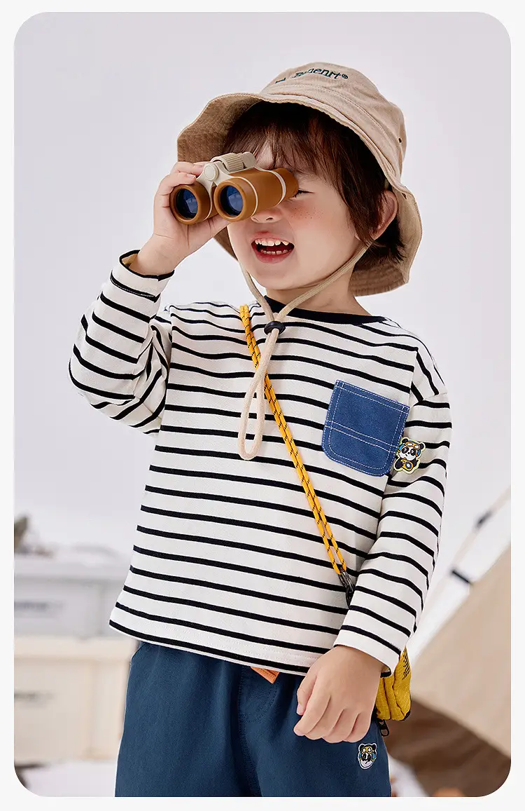 Dudu Home Boys Striped Cotton T-Shirt Spring Outfit — feature 8