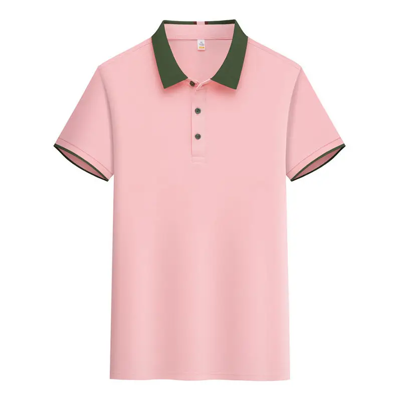 Men's Light Blue Polo Shirt with Green Lapel - Image 4