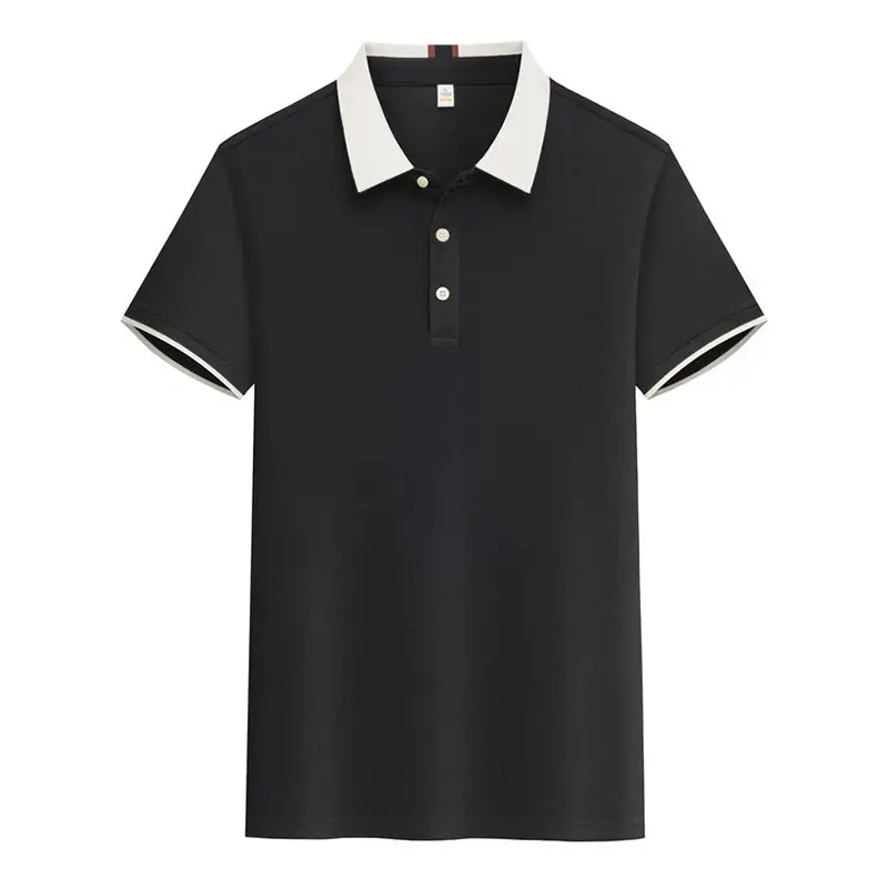 Men's Light Blue Polo Shirt with Green Lapel - Image 6