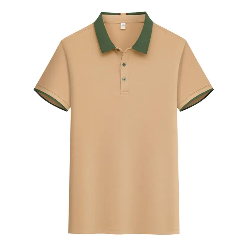 Men's Light Blue Polo Shirt with Green Lapel - Image 7