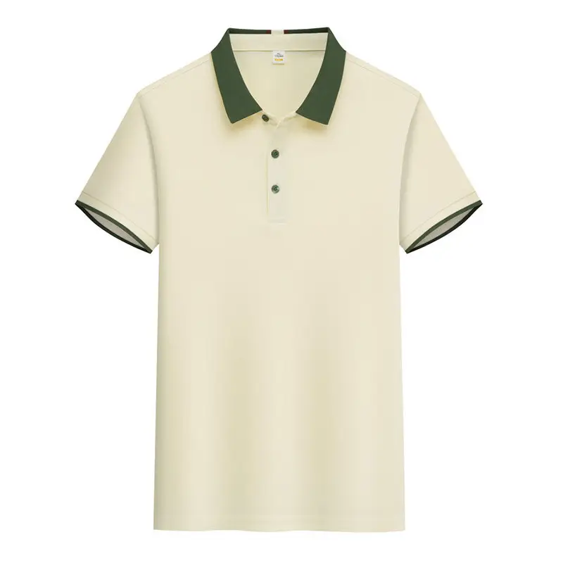 Men's Light Blue Polo Shirt with Green Lapel - Image 8
