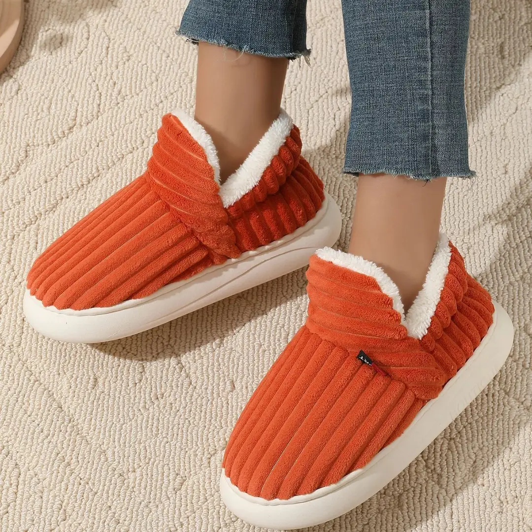 Cross-border one-button generation with cotton shoes women's winter indoor comfortable warm thick-soled non-slip cotton slippers Cixi wholesale