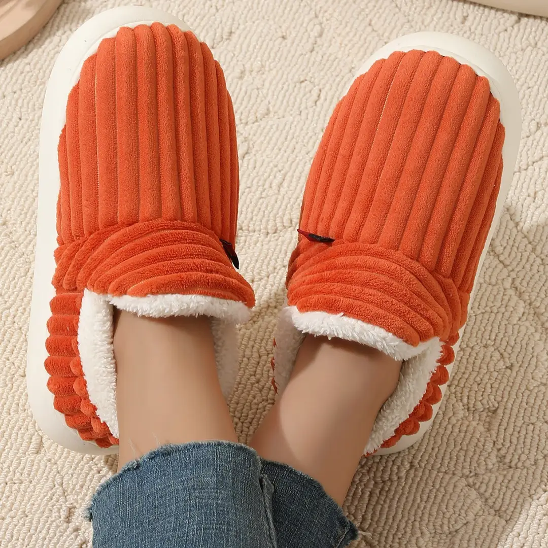 Cross-border one-button generation with cotton shoes women's winter indoor comfortable warm thick-soled non-slip cotton slippers Cixi wholesale