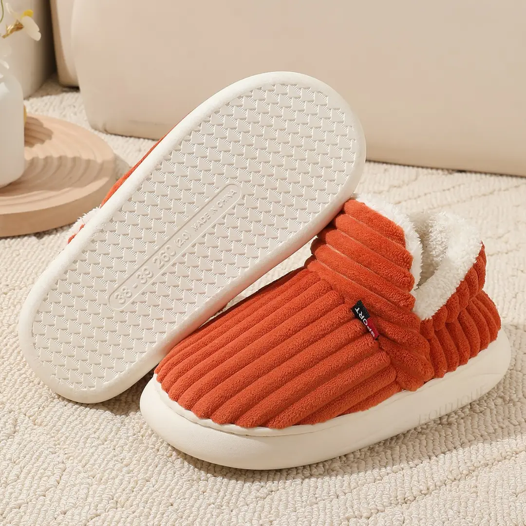 Cross-border one-button generation with cotton shoes women's winter indoor comfortable warm thick-soled non-slip cotton slippers Cixi wholesale