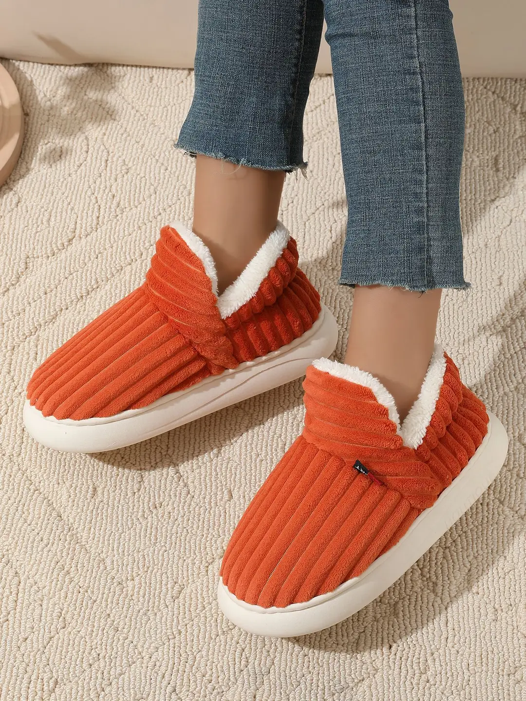 Cross-border one-button generation with cotton shoes women's winter indoor comfortable warm thick-soled non-slip cotton slippers Cixi wholesale — feature 5