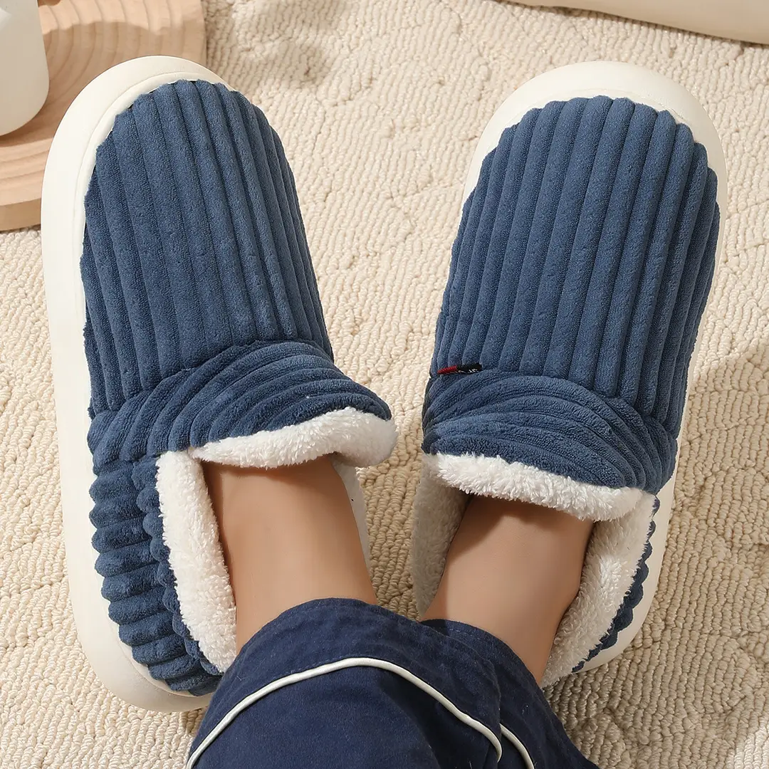 Cross-border one-button generation with cotton shoes women's winter indoor comfortable warm thick-soled non-slip cotton slippers Cixi wholesale