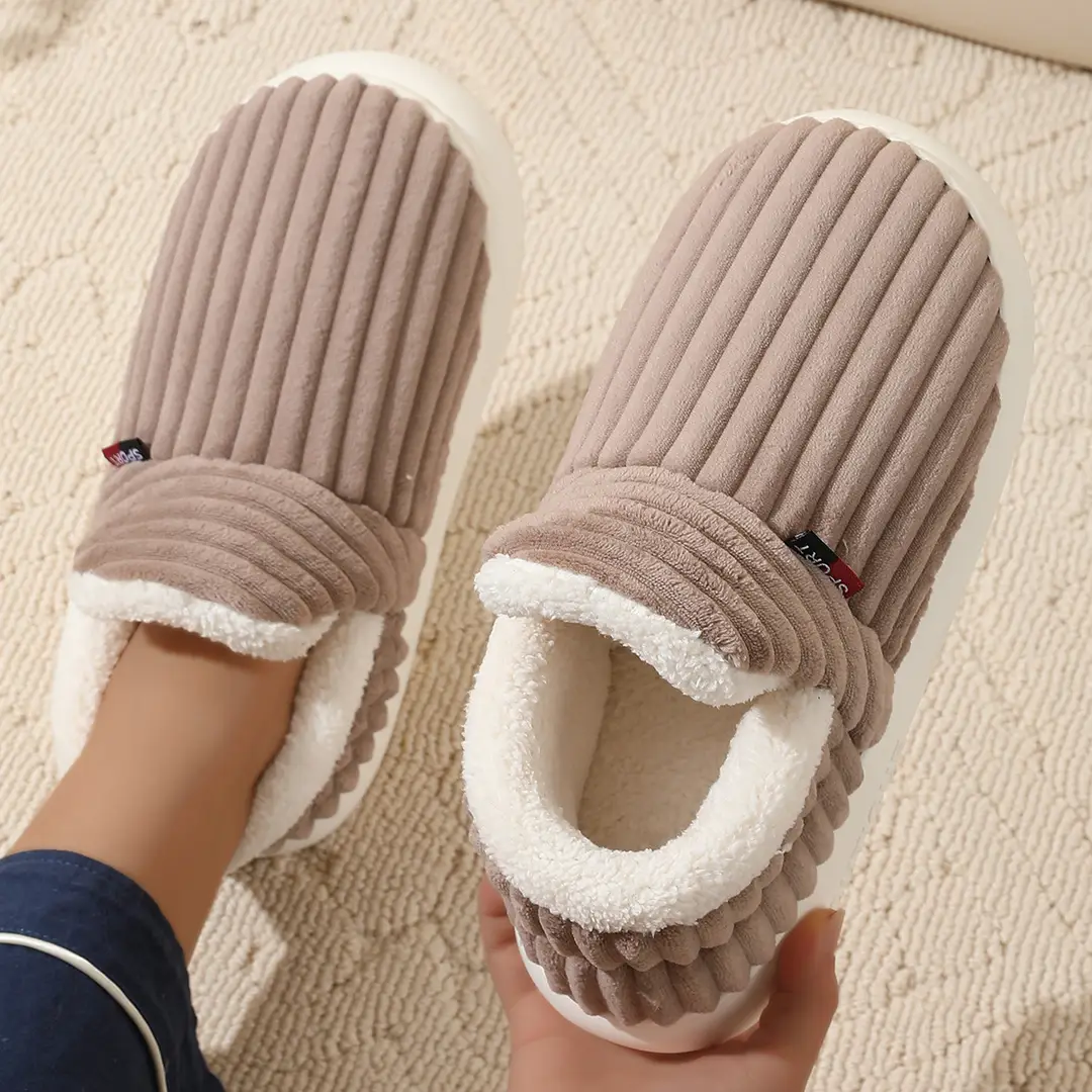 Cross-border one-button generation with cotton shoes women's winter indoor comfortable warm thick-soled non-slip cotton slippers Cixi wholesale