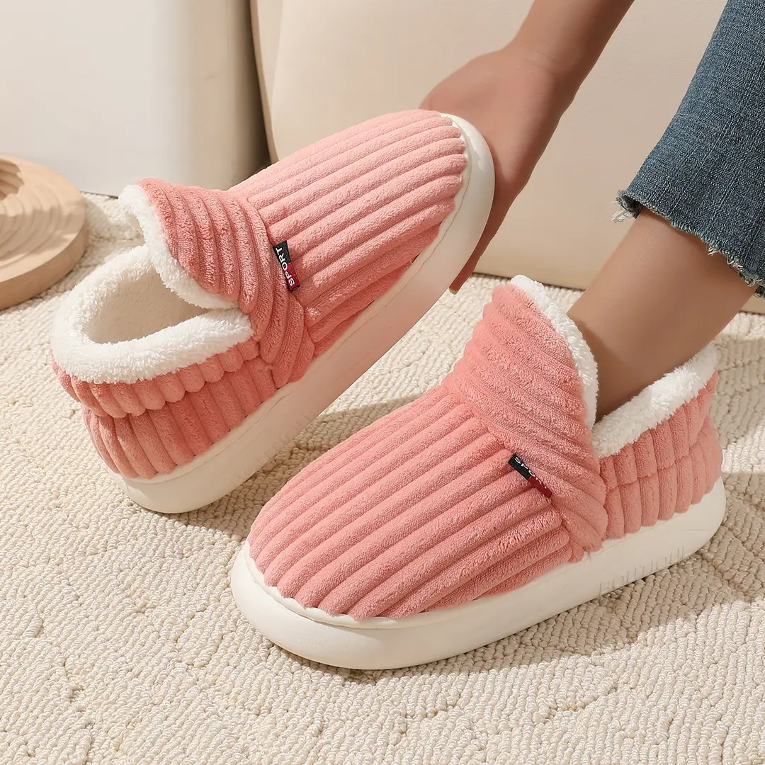 Cross-border one-button generation with cotton shoes women's winter indoor comfortable warm thick-soled non-slip cotton slippers Cixi wholesale
