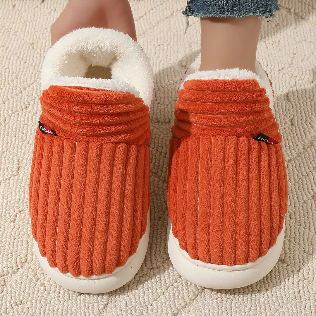 Cross-border one-button generation with cotton shoes women's winter indoor comfortable warm thick-soled non-slip cotton slippers Cixi wholesale