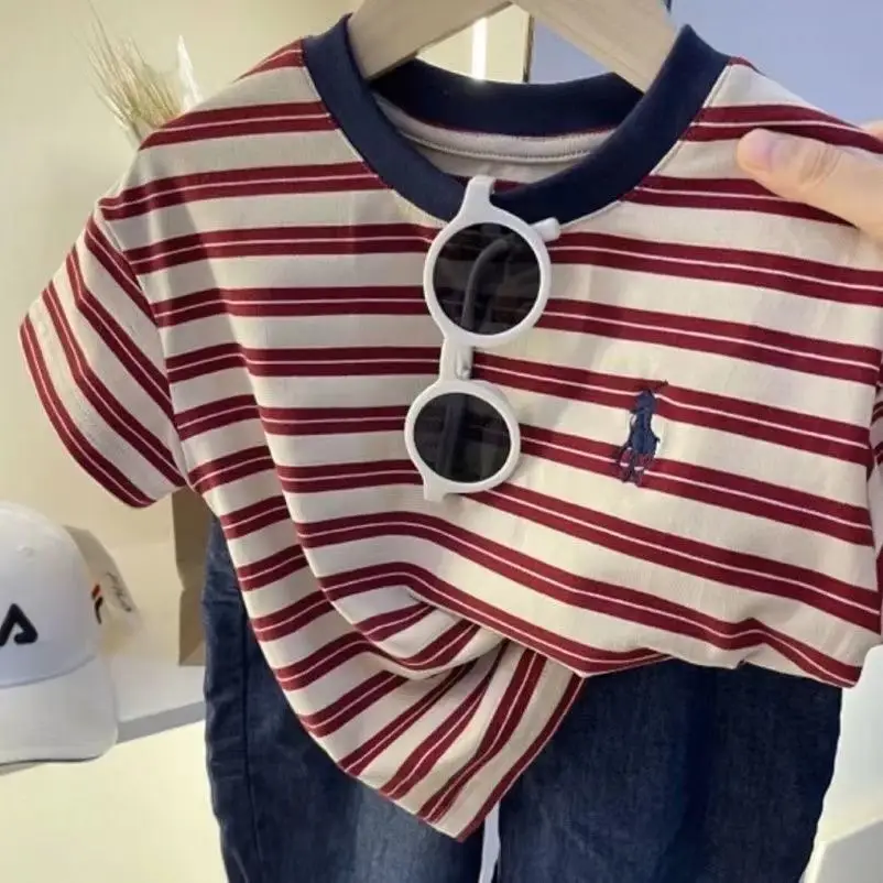 Children Striped Cotton T-Shirt 2025 Summer - Image 3