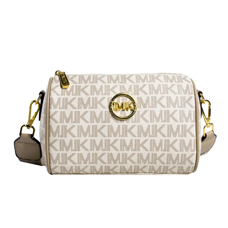 MK Printed Brown Shoulder Bag with Wide Strap - Image 7