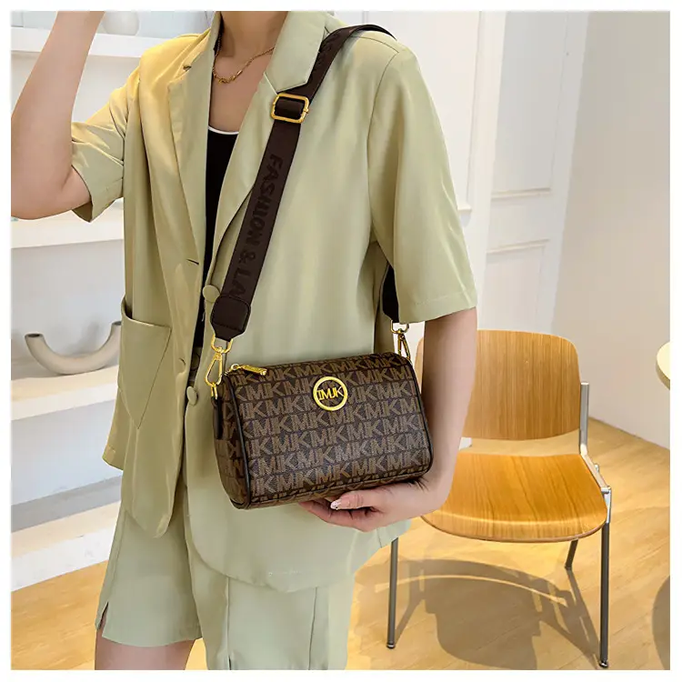 MK Printed Brown Shoulder Bag with Wide Strap — feature 11