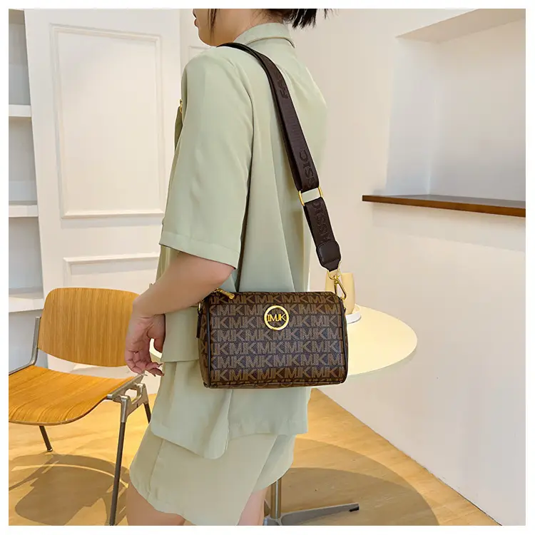 MK Printed Brown Shoulder Bag with Wide Strap — feature 12