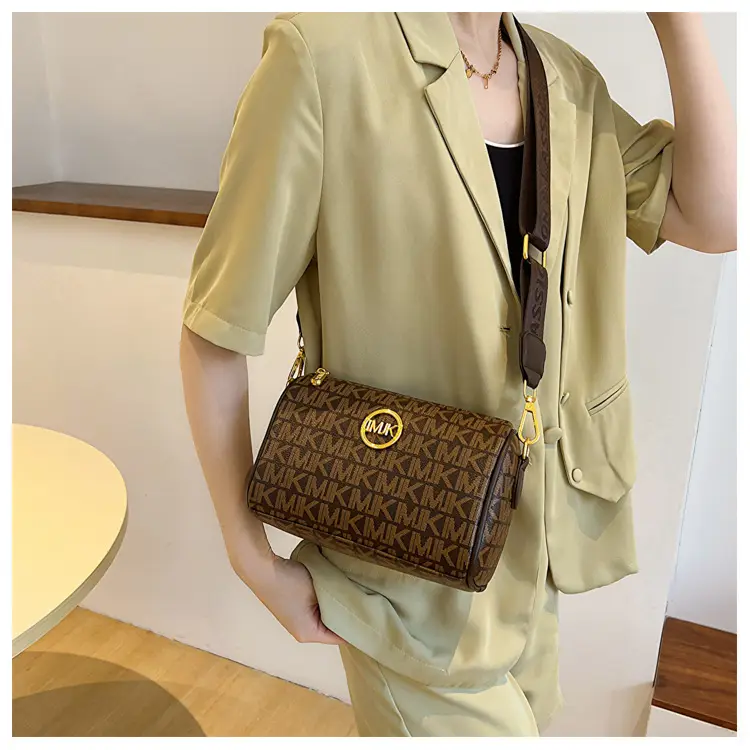 MK Printed Brown Shoulder Bag with Wide Strap — feature 13