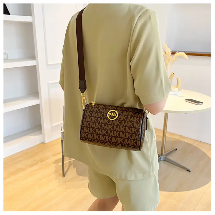 MK Printed Brown Shoulder Bag with Wide Strap — feature 14