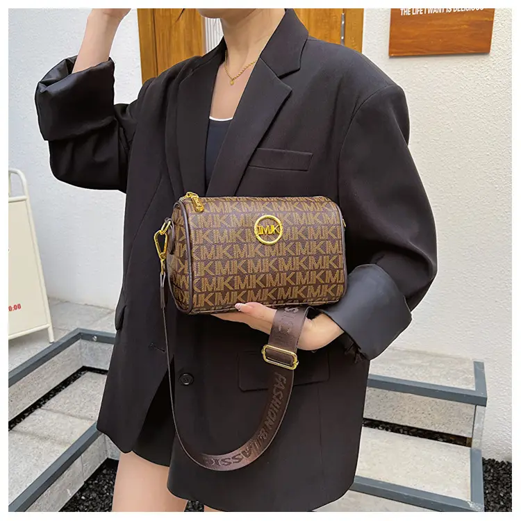 MK Printed Brown Shoulder Bag with Wide Strap — feature 16