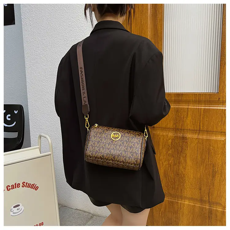MK Printed Brown Shoulder Bag with Wide Strap — feature 17